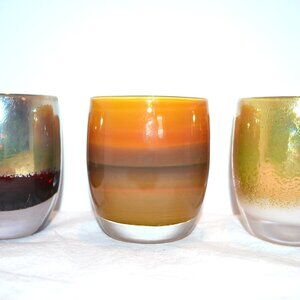 Glassybaby Stay Gold, Diva, Grace Hand Blown Glass Votive Holders Collectible
